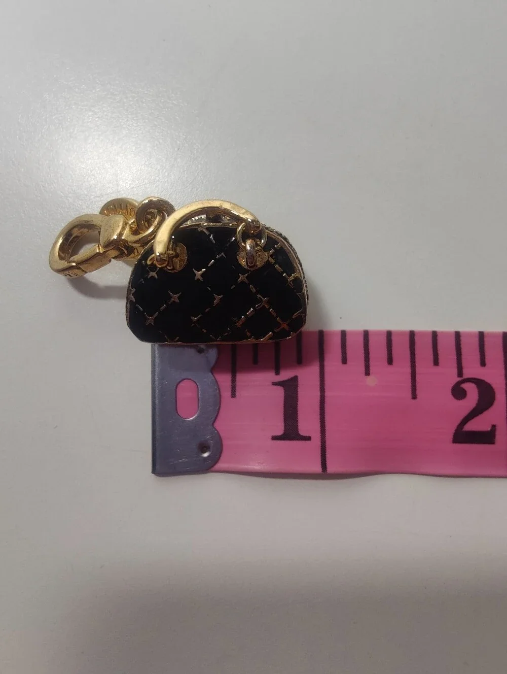 Vintage Neiman Marcus Limited Edition Black Quilted Purse Charm Locket Gold Tone
